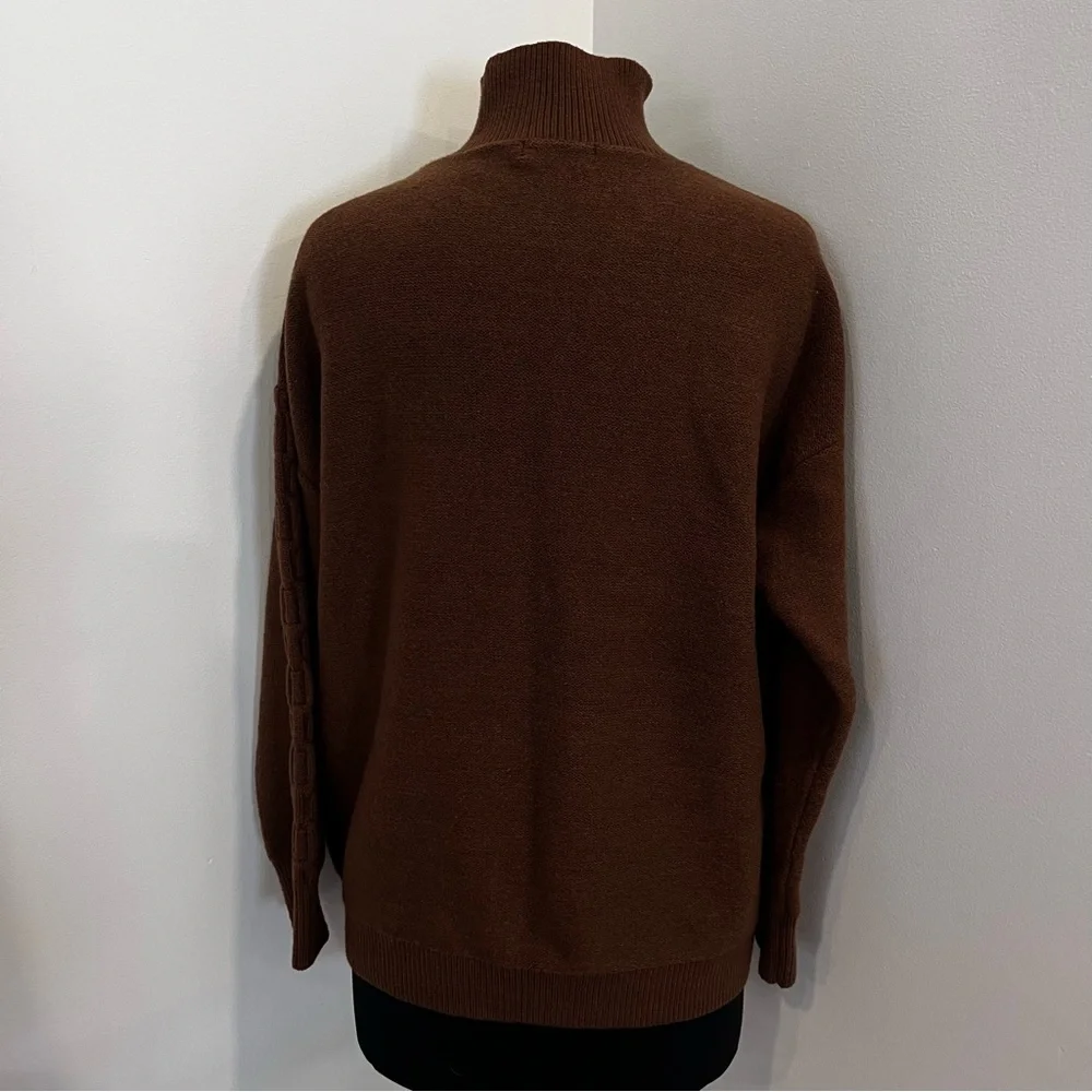 Calvin Klein Tech Knit Mock Neck Sweater in brown